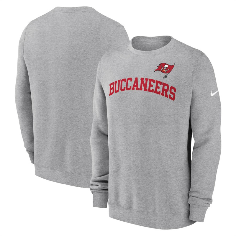 Men's Tampa Bay Buccaneers Heather Grey Club Pullover Sweatshirt Men's Tampa Bay Buccaneers Heather Grey Club Pullover Sweatshirt
